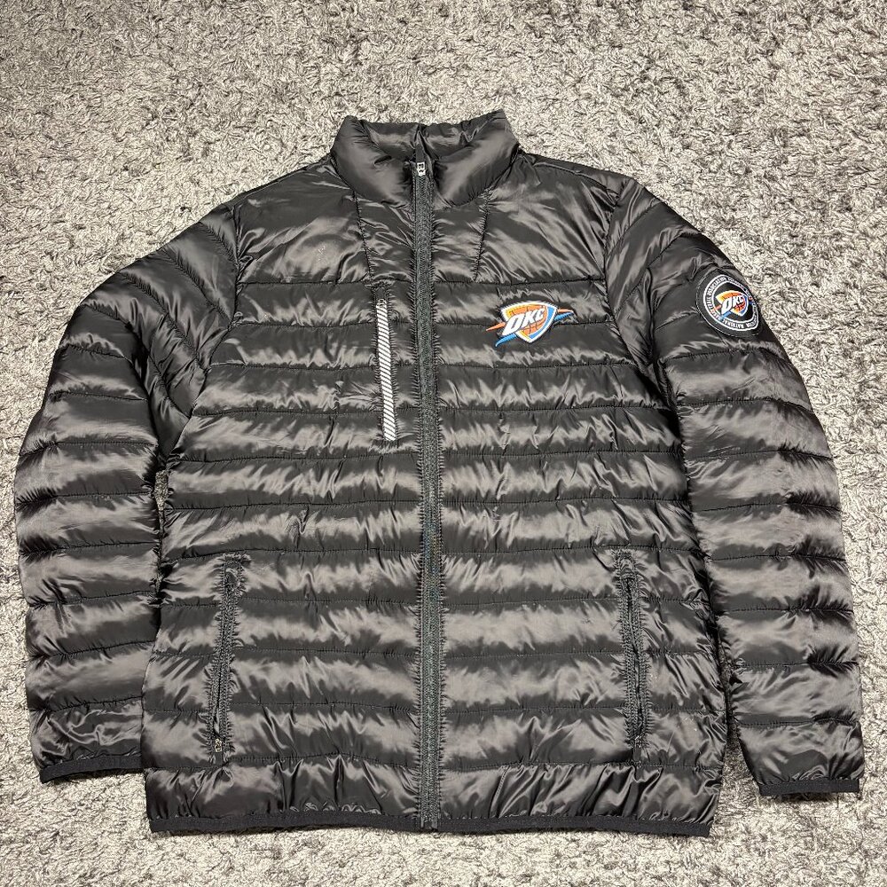 Oklahoma City Thunder Jacket Mens Small Black NBA Basketball Puffer Full Zip